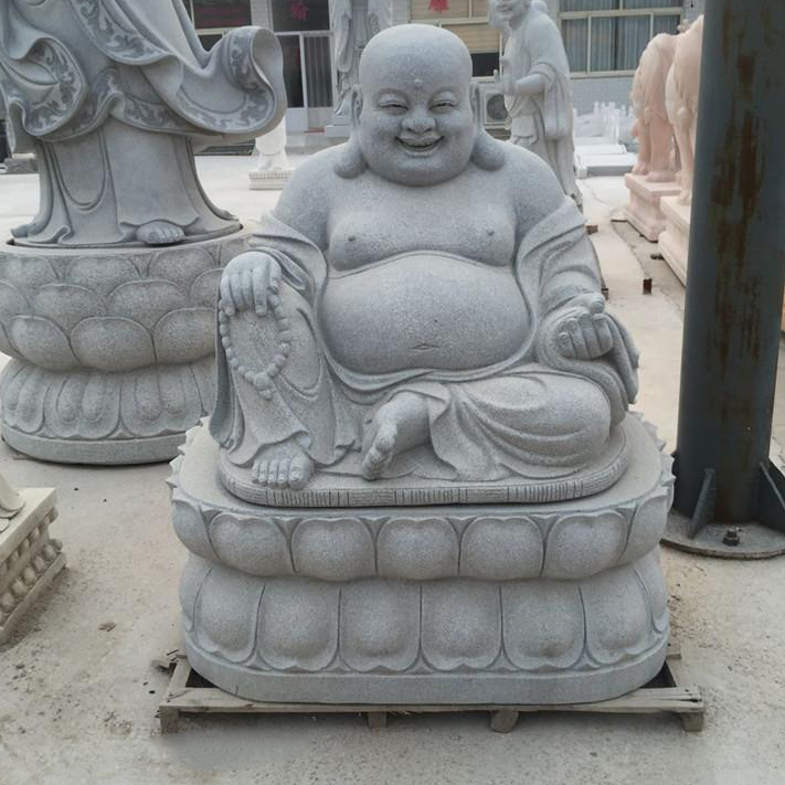 Grey granite happy large buddha statues for sale